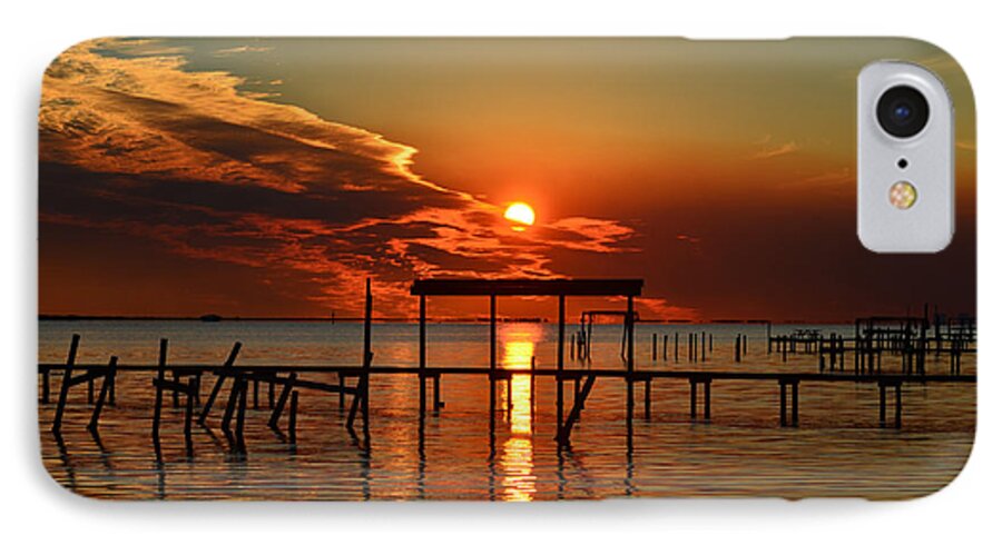 Fiery iPhone 8 Case featuring the photograph Fiery Sunset Colors Over Santa Rosa Sound by Jeff at JSJ Photography