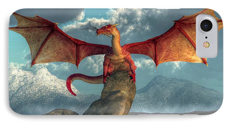Fire Dragon iPhone 8 Case featuring the digital art Fire Dragon by Daniel Eskridge