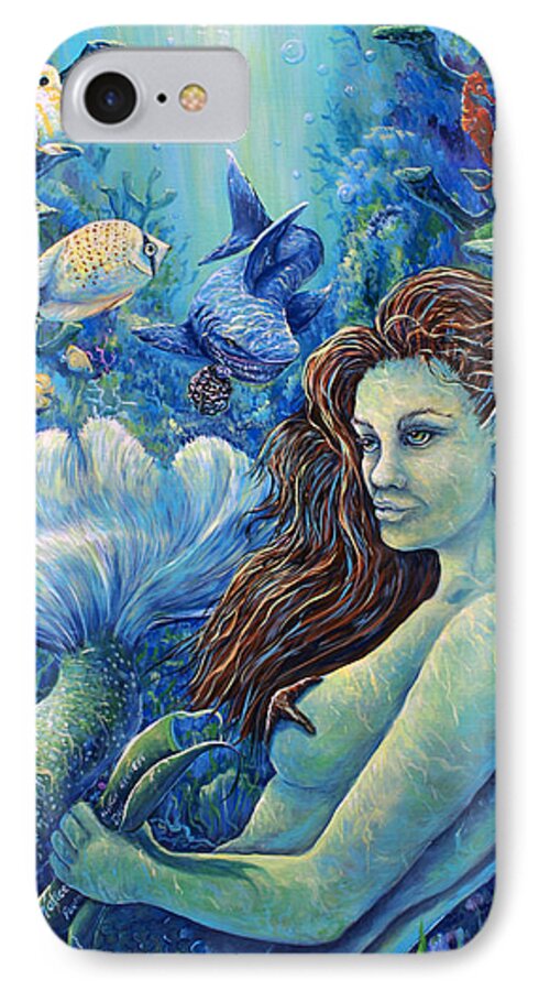Mermaid iPhone 8 Case featuring the painting Fishy Business by Gail Butler