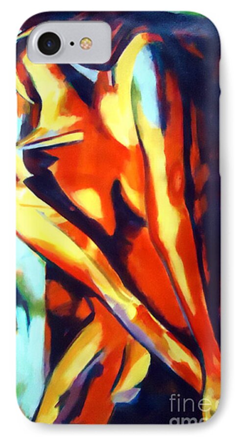Contemporary Art iPhone 8 Case featuring the painting Flames of needs by Helena Wierzbicki