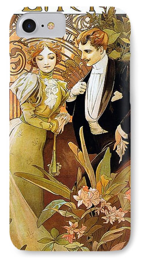 Alphonse Mucha iPhone 8 Case featuring the painting Flirt by Alphonse Mucha