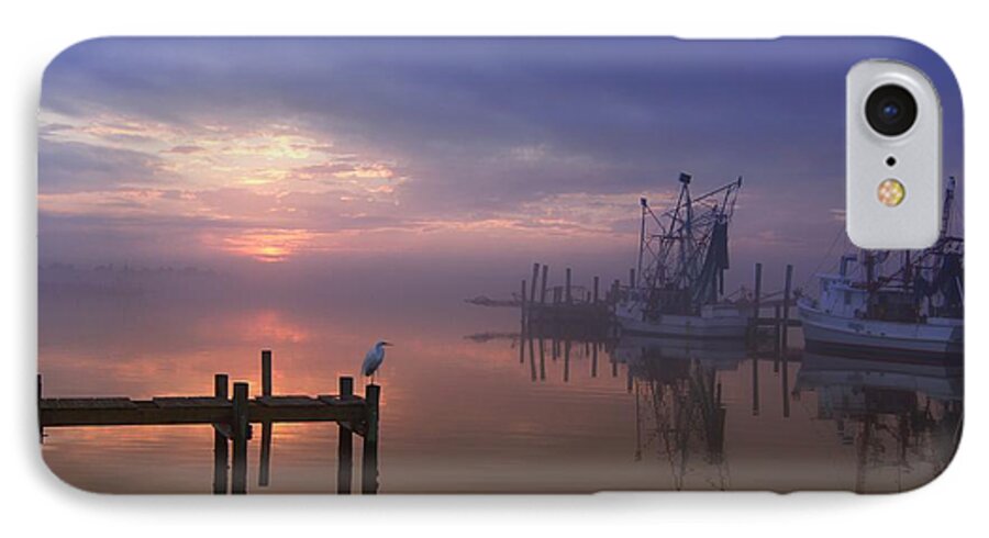 Swansboro North Carolina iPhone 8 Case featuring the photograph Foggy Sunset over Swansboro by Benanne Stiens