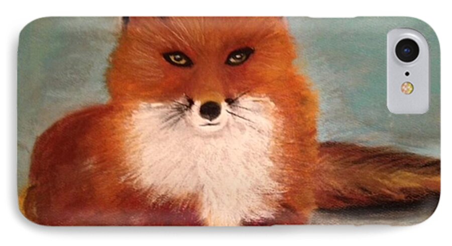 Fox iPhone 8 Case featuring the pastel Fox in the Snow by Renee Michelle Wenker