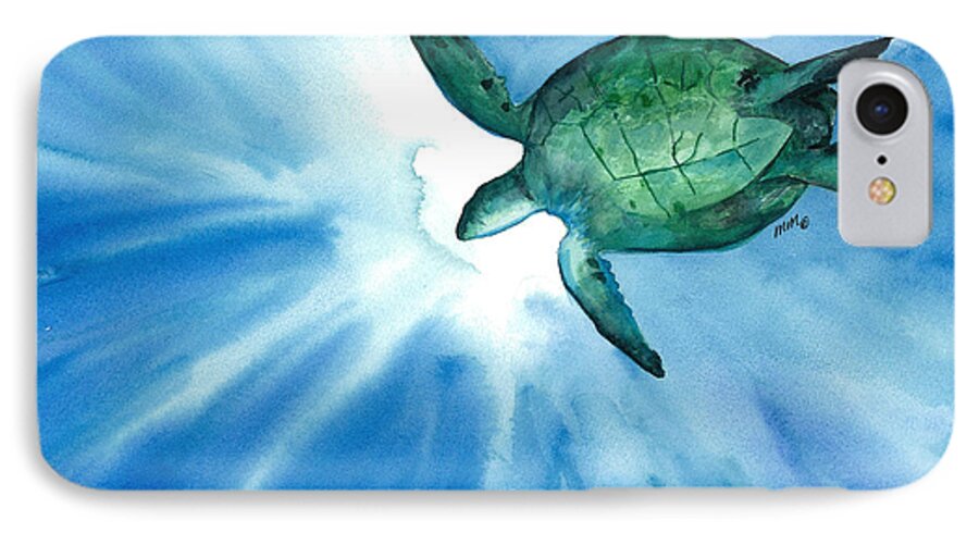 Sea Turtle iPhone 8 Case featuring the painting Sea Tutrle 2 by Michal Madison