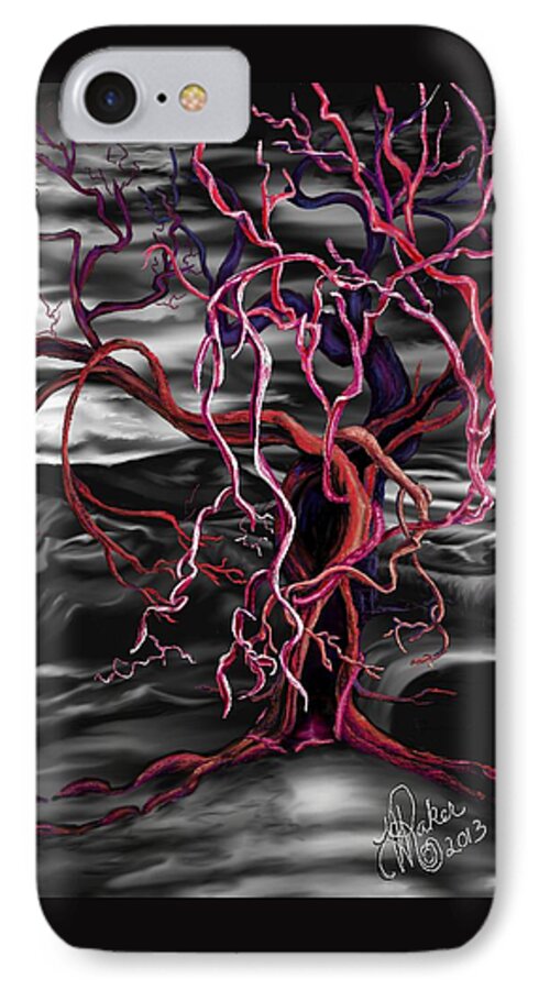 Dark iPhone 8 Case featuring the painting From Out of the Darkness by Yolanda Raker