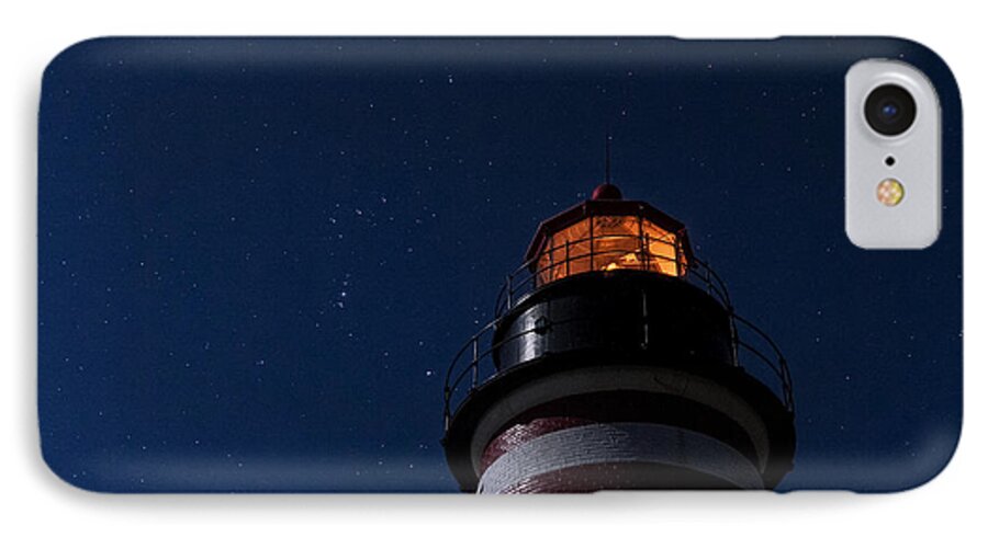 West Quoddy Head Lighthouse iPhone 8 Case featuring the photograph Full Moon on Quoddy by Marty Saccone
