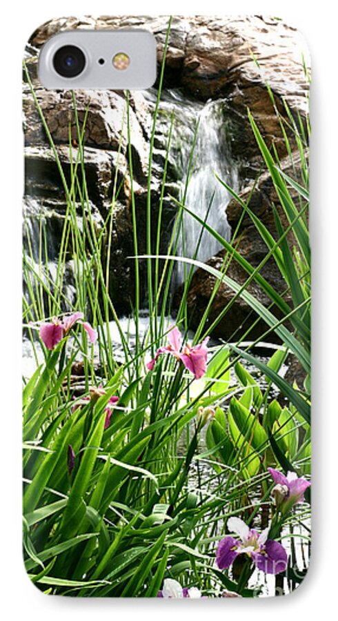 Waterfall iPhone 8 Case featuring the photograph Garden Waterfall by Pattie Calfy