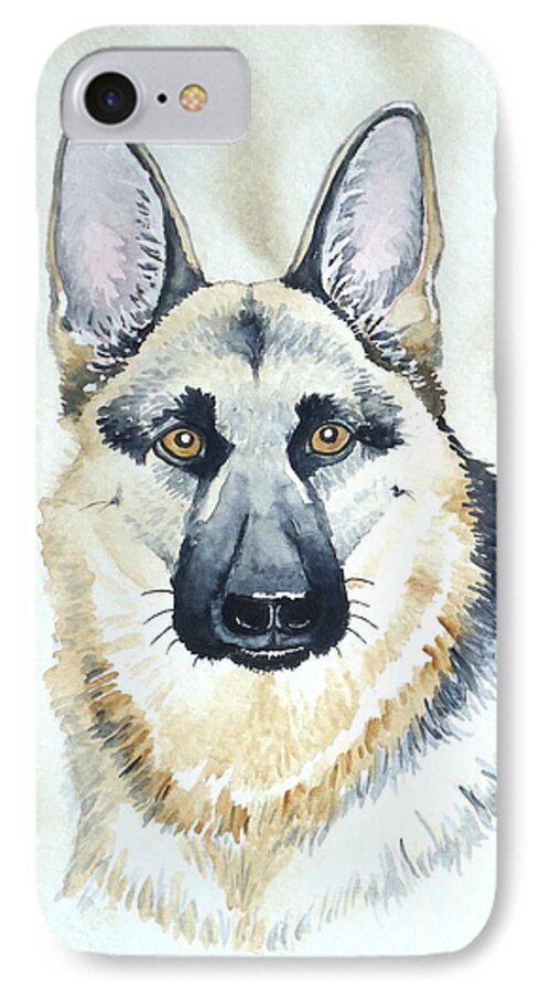 Dog iPhone 8 Case featuring the painting German Shepherd by Laurie Anderson
