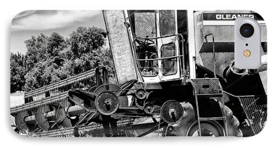 Bill Kesler Photography iPhone 8 Case featuring the photograph Gleaner F Combine in Black-and-White by Bill Kesler