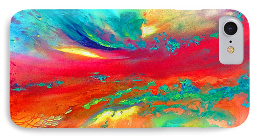 Sunrise Sunset Prints Abstracts iPhone 8 Case featuring the painting Glorious Day by Karen Kennedy Chatham