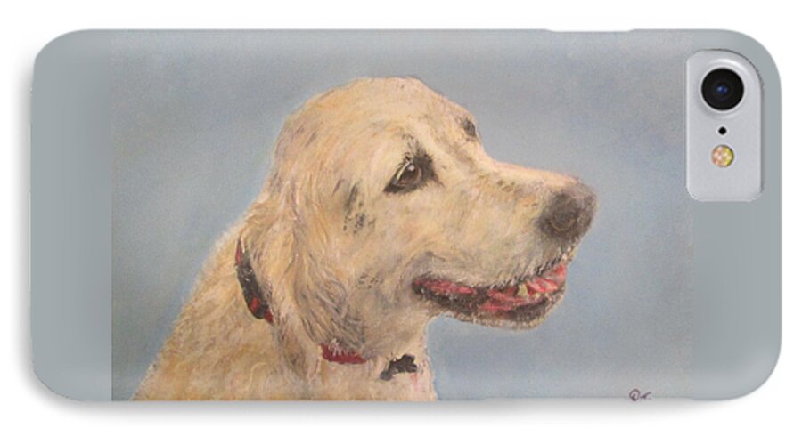 Dog iPhone 8 Case featuring the painting Pet Portrait of Golden Retriever MAISIE by Richard James Digance