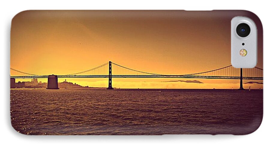 Bridge iPhone 8 Case featuring the photograph Golden Sunset Bridge by Alma Yamazaki
