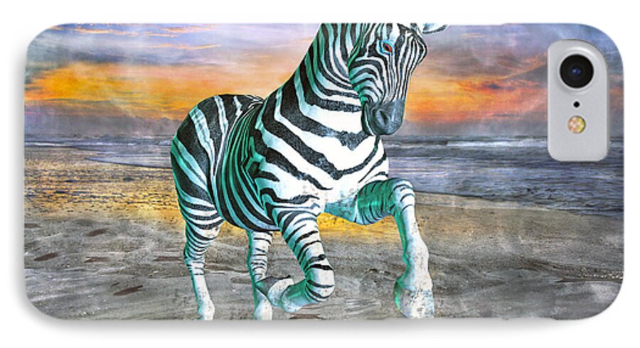 Zebra iPhone 8 Case featuring the mixed media Got My Stripes by Betsy Knapp