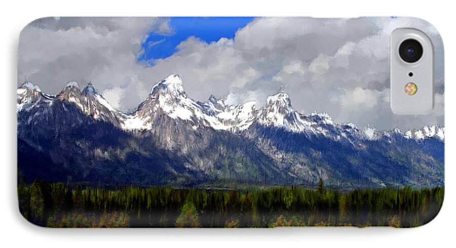 Mountains iPhone 8 Case featuring the painting Grand Teton Mountains by Bruce Nutting