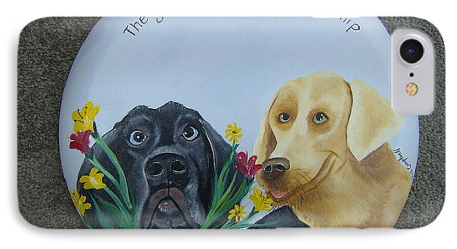 Dogs iPhone 8 Case featuring the painting Greatest Gift is a Dogs Friendship by Debra Campbell