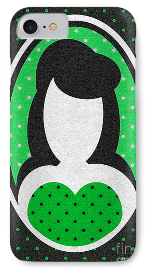 Polka-dots iPhone 8 Case featuring the digital art Green Polka-Dot Girl by Roseanne Jones
