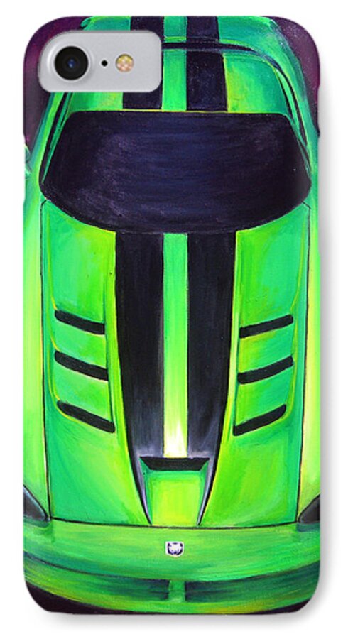 Viper iPhone 8 Case featuring the painting Green Viper by Sheri Chakamian