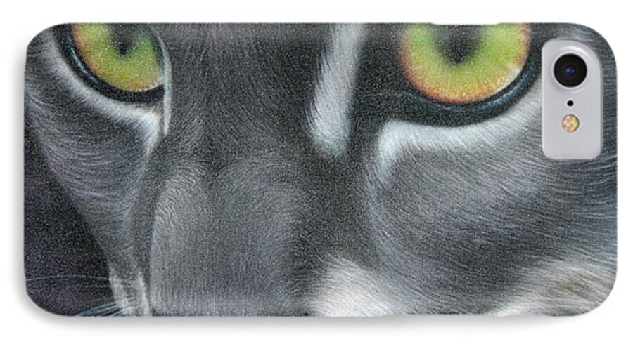 Cat iPhone 8 Case featuring the painting Grey Lady by Darren Robinson