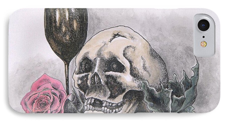 Skull iPhone 8 Case featuring the mixed media Harold and the Rose by Patricia Kanzler