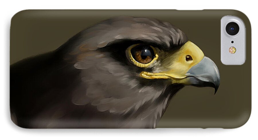 Harris Hawk iPhone 8 Case featuring the painting Harris Hawk by Arie Van der Wijst