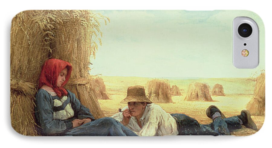 Couple iPhone 8 Case featuring the painting Harvest Time by Julien Dupre