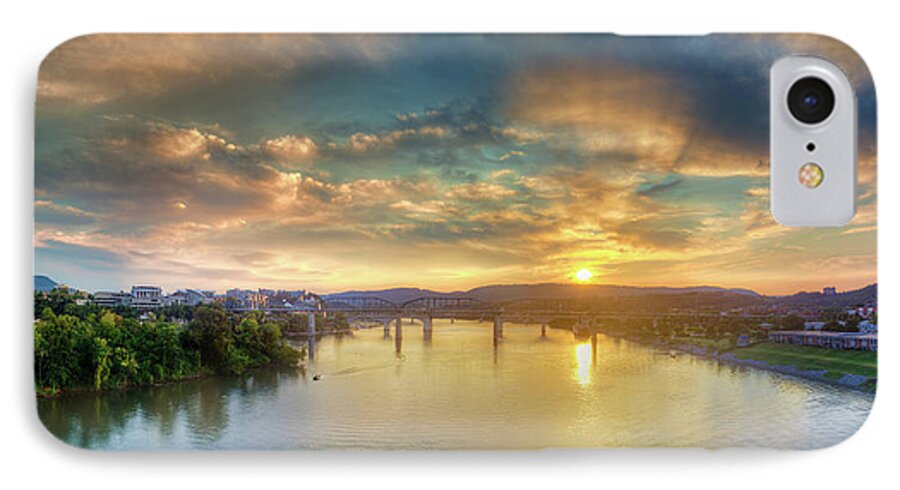 Veterans Bridge iPhone 8 Case featuring the photograph Heading Up River by Steven Llorca