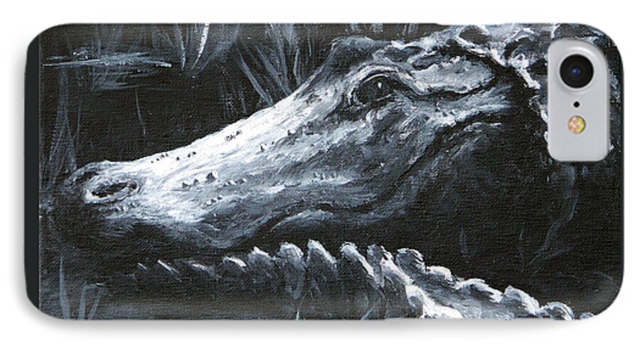 Alligator iPhone 8 Case featuring the painting Heads or Tails by Deborah Smith