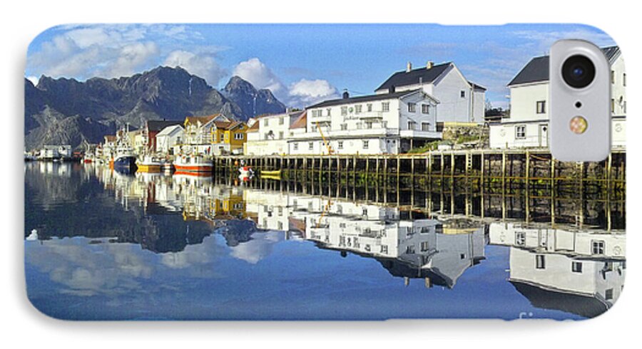 Village iPhone 8 Case featuring the photograph Henningsvaer harbour by Heiko Koehrer-Wagner