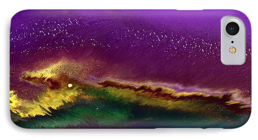 Abstract iPhone 8 Case featuring the painting Hidden Moon Fluid Art by kRedart by Serg Wiaderny