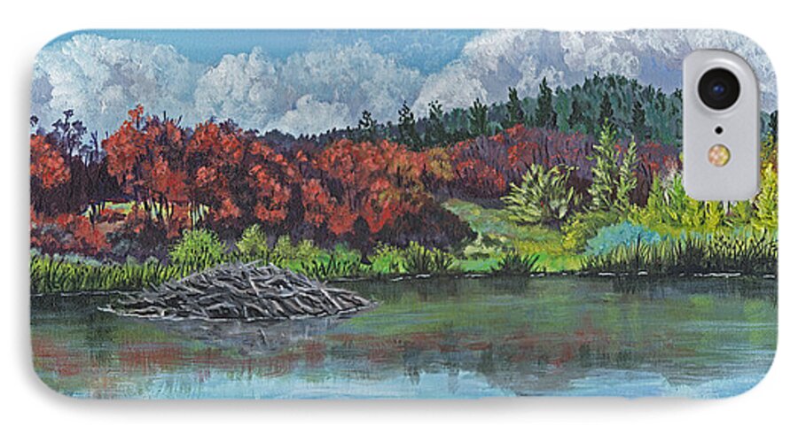 Landscape iPhone 8 Case featuring the painting Home For Beavers by Timithy L Gordon