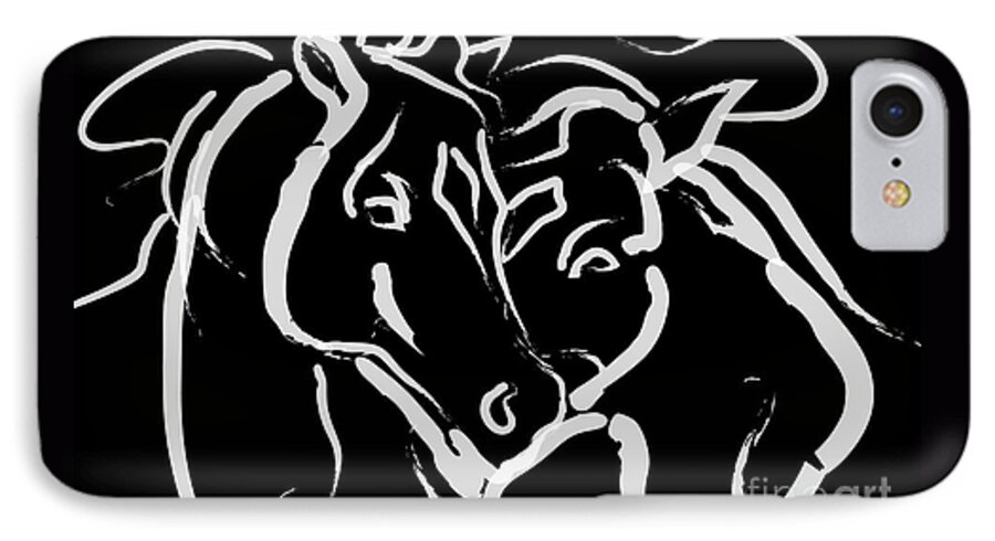 Horses Together iPhone 8 Case featuring the painting Horse- Together 5 by Go Van Kampen