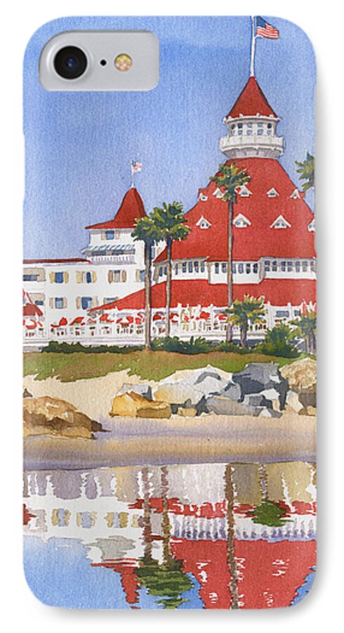 Coronado iPhone 8 Case featuring the painting Hotel Del Coronado Reflected by Mary Helmreich