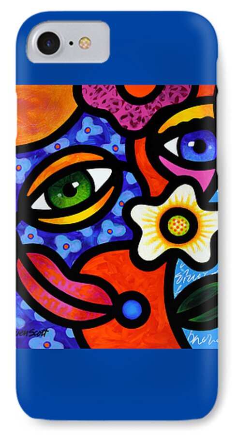 Abstract iPhone 8 Case featuring the painting I Think I Like You by Steven Scott