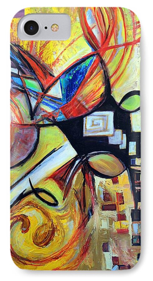 Schiros iPhone 8 Case featuring the painting Intersections by Mary Schiros