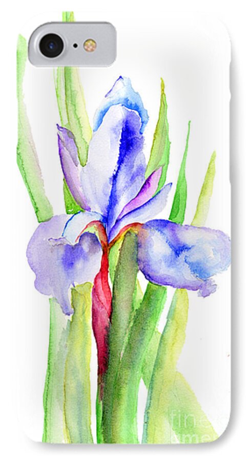 Backdrop iPhone 8 Case featuring the painting Iris flowers by Regina Jershova