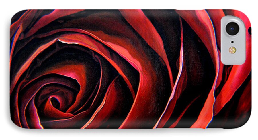 Red Rose iPhone 8 Case featuring the painting January Rose by Thu Nguyen