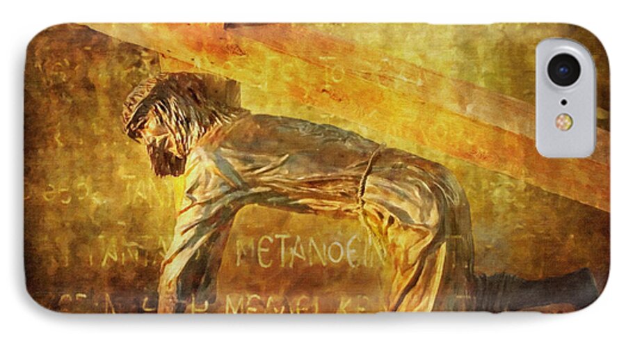 Jesus iPhone 8 Case featuring the digital art Jesus Falls Again Via Dolorosa 7 by Lianne Schneider