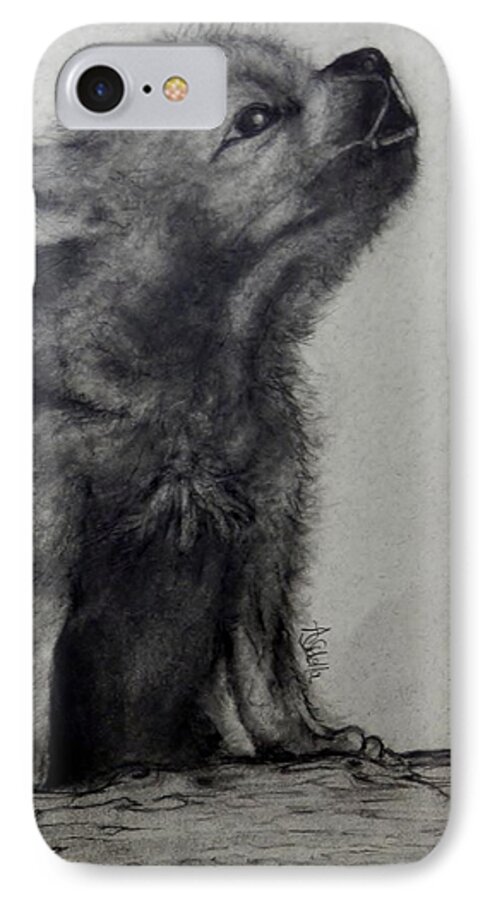 Baby Wolf iPhone 8 Case featuring the painting Just Like Mama by Annamarie Sidella-Felts