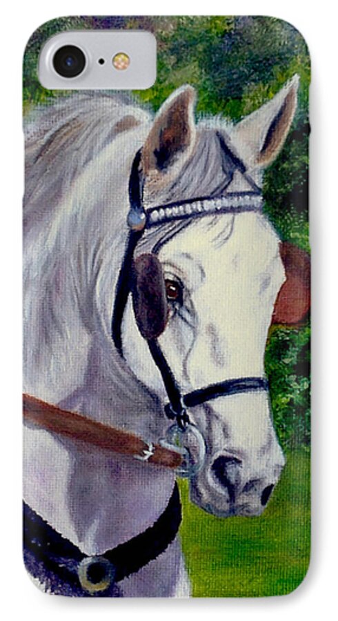 White Horse Canvas Prints iPhone 8 Case featuring the painting Katies Bailey by Dr Pat Gehr