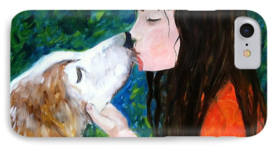 Pet iPhone 8 Case featuring the painting Kisses by Vikki Angel