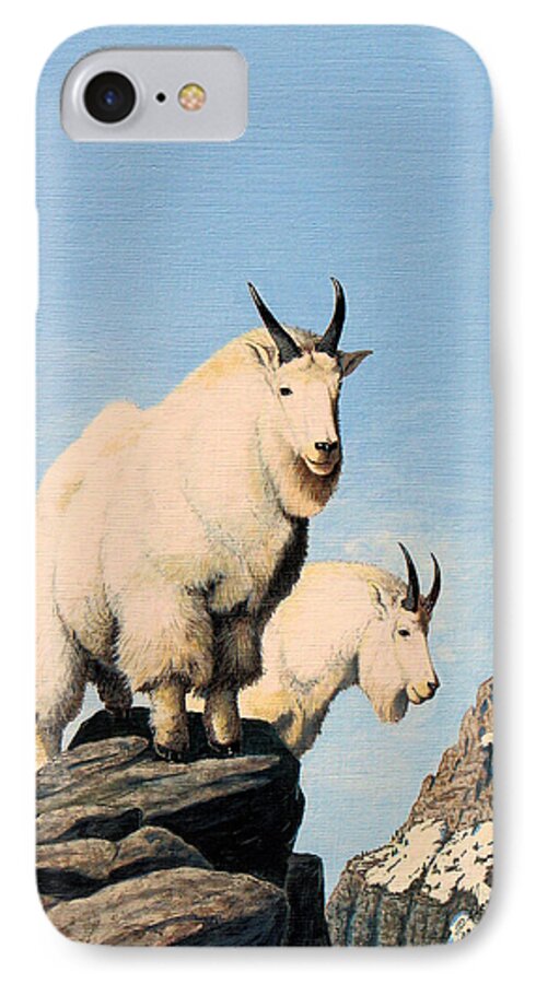 Mountain Goats iPhone 8 Case featuring the painting Lamoille Goats by Darcy Tate