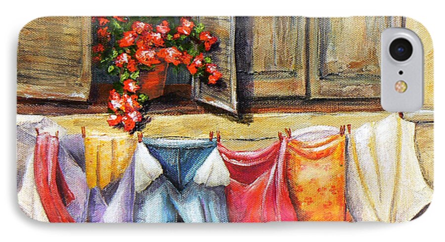 Clothes iPhone 8 Case featuring the painting Laundry Day in the Villa by Terry Taylor