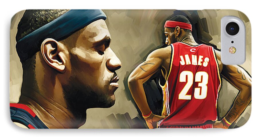 Lebron James iPhone 8 Case featuring the painting LeBron James Artwork 1 by Sheraz A