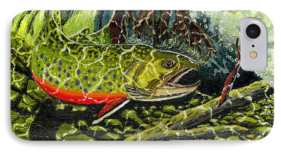 Brook Trout iPhone 8 Case featuring the painting Life under the brook by Carey MacDonald