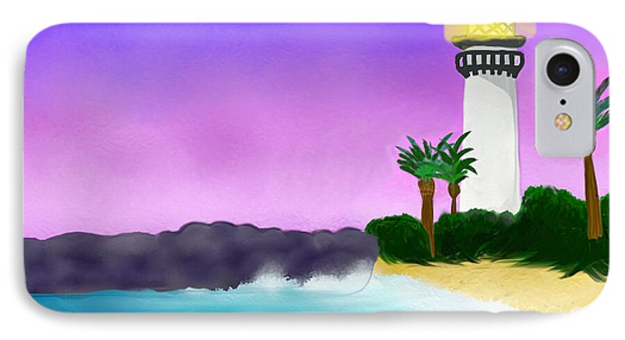 African-american Artist iPhone 8 Case featuring the painting Lighthouse On Beach by Anita Lewis
