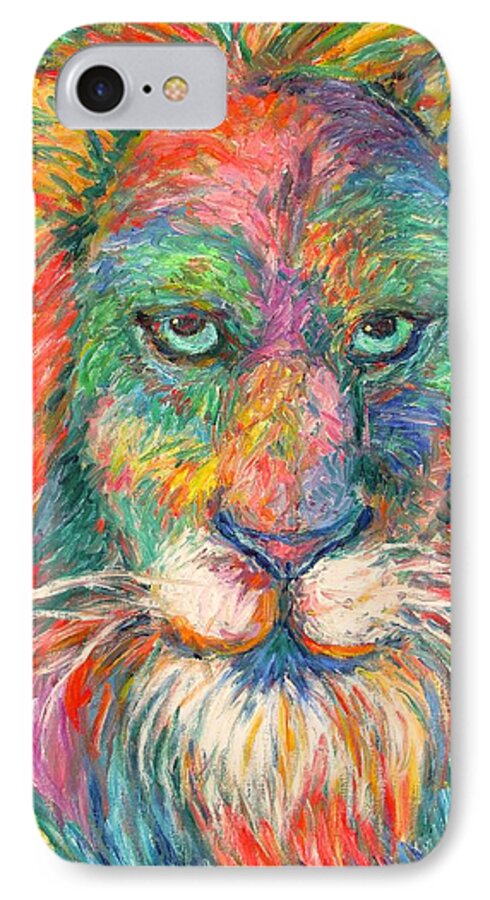 Abstract Lion iPhone 8 Case featuring the painting Lion Explosion by Kendall Kessler