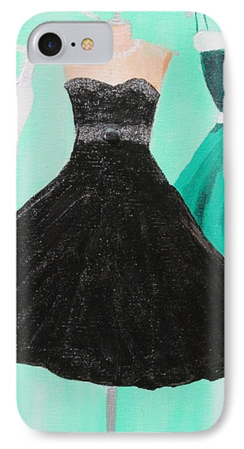 Black Dress iPhone 8 Case featuring the painting Little Black Dress by Susan Voidets