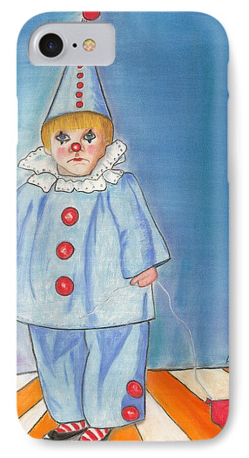 Little Boy iPhone 8 Case featuring the painting Little Blue Clown by Arlene Crafton