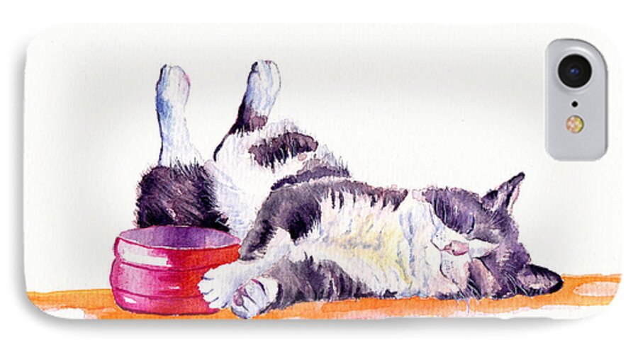 Cat iPhone 8 Case featuring the painting Lunch Break by Debra Hall