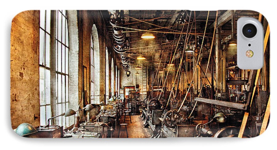 Machinist iPhone 8 Case featuring the photograph Machinist - Machine Shop Circa 1900's by Mike Savad